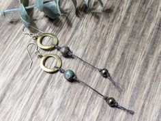 Long Boho Earrings, Long Dangle Earrings, Cord Earrings, Bead Earrings, Brass Earrings, Gold Tone Earrings, Ladies Earrings, Boho Jewelry Cord Earrings, Dyed Agate, Earrings Bead, Long Dangle Earrings, Earring Ideas, Earrings Long, Brass Earrings, Earrings Boho, Agate Beads