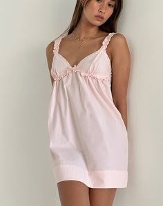 Light Pink Poplin Tea Mini Dress | Melda – motelrocks-com-us Sewing Night Dress, Cami Night Dress, Pink Tunic Dress, Cami Mini Dress, Summer Bodycon Dress, Mini Cami Dress, Black Satin Dress, Bandeau Dress, Darling Dress