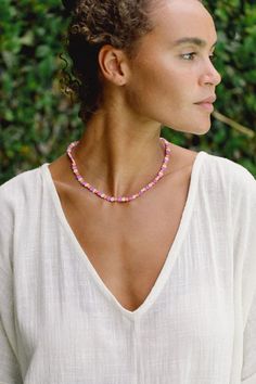 Zara Necklace – casa clara Bohemian Flower Necklace For Beach, Summer Pink Flower Beaded Necklaces, Bohemian Beach Flower Necklace, Pink Choker Necklace For Spring, Dainty Summer Choker, Bohemian Tiny Beads Necklace For Spring, Bohemian Necklace With Tiny Beads For Spring, Spring Beaded Choker Necklace As Gift, Spring Beaded Choker Necklaces As Gift