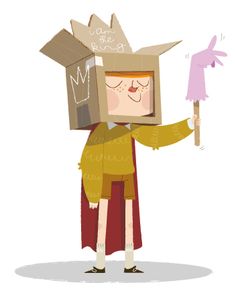 a person with a box on their head holding a pink object