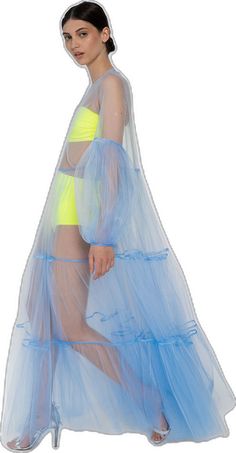 Summer Organza Gown With Ruffles, Sheer Organza Floor-length Maxi Dress, Spring Tulle Gown, Sheer Organza Maxi Dress, Summer Floor-length Organza Gown, Blue Organza Gown For Spring, Spring Blue Gown With Ruffles, Party Maxi Dress With Voluminous Skirt, Floor-length Dress With Voluminous Skirt For Spring