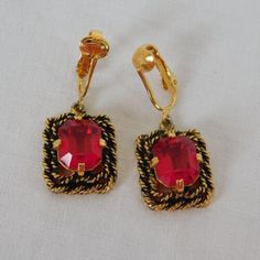 Sarah Coventry Red Majorca Dangle Clip Earrings Vintage Gold Tone Prong 1960s | eBay Vintage Inspired Outfit, Sarah Coventry, Majorca, Wedding Jewelry Earrings, Antique Earrings, Clip Earrings, Coventry, Earrings Vintage, The Craft