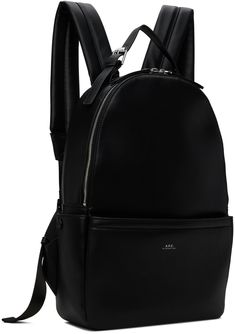 Grained faux-leather backpack in black. · Adjustable pin-buckle carry handle · Adjustable padded shoulder straps · Logo printed at zip pocket · Patch pocket at sides · Padded panel at back face · Two-way zip closure · Zip and patch pockets at interior · Full cotton twill lining · H15.5 x W10.5 x D3.5 Supplier color: Black Faux Leather Backpack, A P, Leather Backpack, Cotton Twill, Patch Pocket, Shoulder Straps, Zip Pockets, Faux Leather, Women Wear