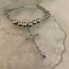 Length: 21-50cm Baroque Jewelry, Necklace With Cross, Cross Charm Necklace, Goth Necklace, Pendant Necklace Silver, Stacked Necklaces, Chic Necklace, Stil Elegant, Length Necklace