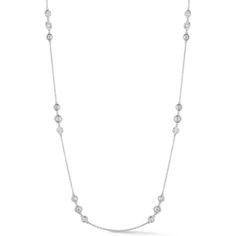 Sofer Jewelry - Triple Diamonds By The Yard Necklace in 14K White Gold Refined Silver Necklace With Single Cut Diamonds, Timeless Platinum Necklaces With Diamond Accents, Elegant White Gold Round Chain Necklace, Timeless Formal Chain Necklace With Diamond Accents, Elegant Formal Chain Necklace With Single Cut Diamonds, Luxury White Gold Chain Necklace For Anniversary, Classic Diamond Chain Necklace For Formal Occasions, Formal Fine Jewelry Chain Necklace With Diamond Accents, Elegant Single Cut Diamond Chain Necklace For Formal Occasions