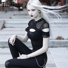 t Sexy Short Sleeve Top Hip Hop Female Goth Top Anastasia Eg, Goth Tops, Vampire Fashion, Gothic Women, Goth Women, Black Clothes, Goth Beauty, Goth Girl