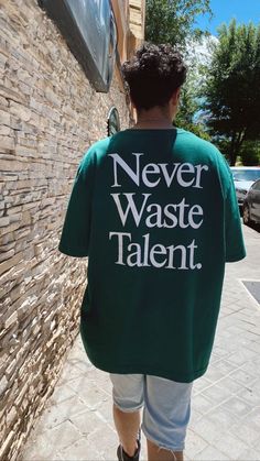 Never Waste Talent T shirt Easy 30 day return policy Merch Aesthetic, Trendy Typography, Trendy Artwork, Unique Typography, Streetwear T Shirts, Graphic Shirt Design, Aesthetic Ootd, Ootd Aesthetic, Modern Streetwear