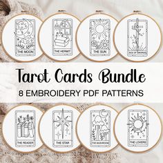 the tarot cards bundle includes 8 embroidery patterns