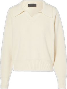 Cream Cashmere V-neck Sweater For Winter, Elegant White Cashmere V-neck Sweater, Classic White V-neck Sweater For Work, Cream Knit Polo Sweater For Fall, White Classic Cashmere V-neck Sweater, Classic Knit V-neck Sweater With Ribbed Collar, V-neck Wool Polo Sweater With Ribbed Collar, Wool V-neck Polo Sweater With Ribbed Collar, White Knit Polo Sweater With Ribbed Collar