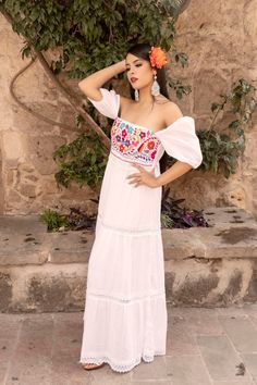 Maxi Floral Embroidered Dress. Latina Fashion Dress. Mexican Style Dress. Mexican Formal Dress. Bridesmaid Dress. Ethnic Style. Plus Size. - Etsy White Dress Mexican Style, Traditional Flowy Boho Print Dresses, Folk Style Embroidered Floor-length Dress, Bohemian Floor-length Dress With Embroidered Border, Bohemian Maxi Dress With Floral Embroidery For Wedding, Fitted Maxi Dress With Embroidered Border, Maxi Dress With Multicolor Embroidered Border, Maxi Length Dress With Multicolor Embroidered Border, Maxi Dress With Multicolor Embroidery And Embroidered Border