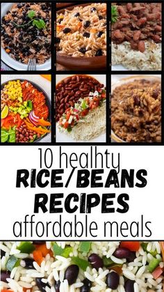 rice and beans recipe collage with text overlay