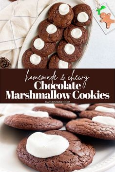 homemade chocolate marshmallow cookies on a plate