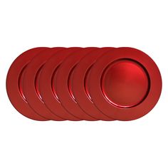 six red plates stacked on top of each other