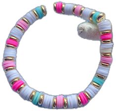 Candy Bracelet, Jackson Heights, Pink Clay, Summer Bracelets, Pink Bracelet, Girls Jewelry, Blue And Pink, Clay Beads, Friendship Bracelets