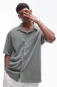 A modern take on a classic look, this easy-fitting button-up shirt is made from nicely draped cotton jersey that's soft and comfortable. 29 1/2" length; 46" chest (size Medium) Front button closure Notched collar Short sleeves 100% cotton Machine wash, dry flat Imported Casual Relaxed Fit Button-up Camp Shirt, Classic Relaxed Fit Camp Shirt For Casual Gatherings, Classic Camp Shirt For Casual Gatherings, Relaxed Fit Shirt With Camp Collar For Casual Gatherings, Everyday Spring Shirt With Camp Collar, Everyday Camp Collar Shirt For Spring, Everyday Versatile Collared Shirt, Versatile Everyday Collared Shirt, Spring Camp Collar Shirt