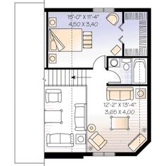 the floor plan for a small apartment with two bedroom and an attached living room area