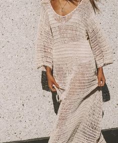 Beige Crochet Dress, Stylish Street Style, Knit Summer Dress, Dress Beige, Dressed To The Nines, Swim Fashion, Boho Look, Knit Outfit, Beach Summer