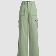 Green Women’s Cargo Pants, Multiple Useable Pockets, Size Large, Never Worn In Excellent Condition! Brown Denim Pants, Pants Png, Green Cargo Pants, Green Cargo, Y2k Outfits, Fitted Trousers, Green Pants, Trendy Clothes For Women, Cargo Jeans