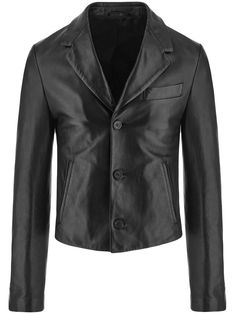 black nappa leather classic lapels front button fastening long sleeves chest welt pocket two front welt pockets Designer Jackets For Men, Jackets Black, Ferragamo Men, Leather Jacket Black, Designer Clothes For Men, Leather Blazer, Mens Outerwear, Luxury Clothing, Black Blazers