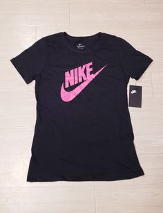 FAST SHIPPING!  The "Estimated delivery date" is for reference only. We ship within 24-48 hours. Package typically arrives in 2-7 business. Nike Sportswear Women's Short Sleeve Logo T-Shirt Closeout Sale. Big Discount Expedited Shipping Brand New with Tag Brand New with Tag! Ship Fast! 100% Authentic from NIKE or Your Money Back Sporty Pink T-shirt With Logo Print, Sporty Short Sleeve T-shirt For Sports Season, Sportswear Crew Neck T-shirt With Graphic Print, Pink Sportswear T-shirt For Workout, Casual Pre-shrunk Athletic Fit T-shirt, Casual Pre-shrunk T-shirt For Workout, Black Pre-shrunk Short Sleeve Activewear, Pink Short Sleeve Sportswear T-shirt, Sports T-shirt With Logo Print