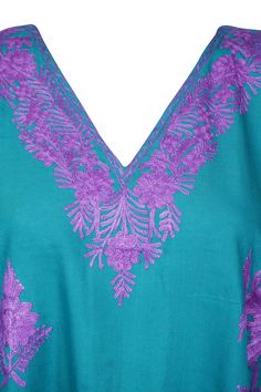 Traditional Embroidered Kaftan For Beach Cover-up, Summer V-neck Kaftan With Multicolor Embroidery, Embroidered Kaftan For Beach Cover-up, Floral Embroidered Kaftan For Spring Beach Cover-up, Night Slip, Kimono Cotton, Floral Embroidered Kaftan For Beach Cover-up, Embroidery Boho, Long Kaftan Dress