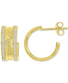 in stock Gold Hoop Diamond Earrings Channel Set, Macy's Yellow Gold Cubic Zirconia Earrings, Gold Small Hoop Earrings With Channel Set, Gold Small Hoop Diamond Earrings With Accents, Gold Small Hoop Diamond Earrings With Diamond Accents, Yellow Gold Hoop Earrings With Channel Set, Gold Diamond Earrings Channel Set, Gold Diamond Earrings From Macy's As A Gift, Gold Round Diamond Earrings Channel Set