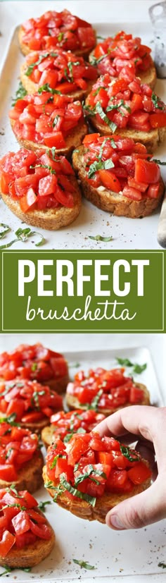 the perfect bruschetta is made with fresh tomatoes and parsley