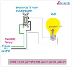 an electrical wiring diagram for a dimmer switch with two lights and one light on