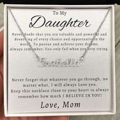 WHY CHOOSE OUR SHOP?   With so many different jewelry gifts out there, you may be wondering why you might want to choose our shop.  Our jewelry gifts are created through hundreds of hours of careful design with the goal of being both aesthetically pleasing and beautiful. Our jewelry gifts are the ultimate combination of style and heart touching message.  We're dedicated to providing the best customer service possible!  We love making gifts for your special someone and we consider ourselves lucky Necklace Gift Ideas, Mother To Daughter, Gift Ideas Birthday, Making Gifts, Necklace For Her, Daughter Necklace, Stylish Necklace, Ideas Birthday, Name Design