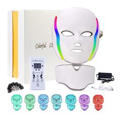 New Colorful Led Beauty Mask. Rejuvenation Anti Aging Light Mask System Uses Light Waves To Rejuvenate Your Skin. 192 High Intensity Leds Cover Face And Neck. Non-Invasive And Gentle On The Skin. 7 Led Colors, For Different Functions Your Skin Needs. Whitens, Removes Appearances Of Wrinkles, Freckles And Tightens The Skin. Comes In Its Original Packaging. Led Light Mask, Led Beauty, Color Led Lights, Light Waves, Light Mask, Led Face Mask, Led Colors, Cover Face, Microcurrent Facial