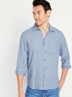 Men’s Clothing – Shop New Arrivals | Old Navy Family Photo Sessions, Idea Board, Outfit Idea, Photo Session, Family Photo, Photo Sessions, Chest Pocket, Linen Blend, Family Photos