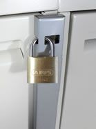 a padlock is attached to the side of a refrigerator