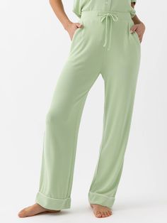 Unwind in style with our Bamboo Rib-Knit Classic Long Sleeve Pajama Pant. Designed for optimal comfort, these pants feature a relaxed fit and a rib-knit texture that adds a touch of luxury to your loungewear. The bamboo viscose material allows for breathability and a silky-smooth feel against your skin. With an elastic waistband for a customizable fit, these pants are perfect for a restful night's sleep or a lazy day of relaxation. Women's Bamboo Viscose Rib Knit Classic Pajama Pants in Pistachi Classic Pajamas, Bamboo Pajamas, Best Pajamas, Knit Texture, Soft Clothes, Pajama Pant, Bamboo Fabric, Lazy Day, Pajama Top