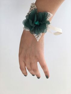 Flower Wedding Shoes, Vineyard Art, Bridal Cuff Bracelet, Wrist Corsage Prom, Bridal Cuff, Floral Cuff, Goth Wedding, Bridal Gloves, Beaded Cuff Bracelet