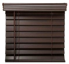 a brown window blind with horizontal blinds