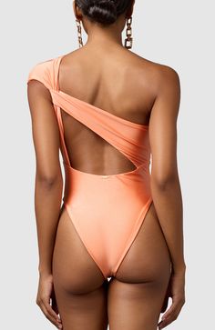 This stunning one piece swimsuit will have you feeling effortlessly classy. It elegantly caps one shoulder and drapes in the back to create a stunning asymmetrical look that will not disappoint. Thick double-lined fabric High cut at legs Cheeky bottoms Corset Style, Nordstrom Store, Anniversary Sale, High Cut, One Piece Swimsuit, Aurora, One Shoulder, Coral, Swimming