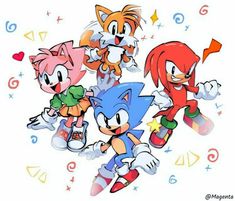 sonic the hedgehog and other cartoon characters