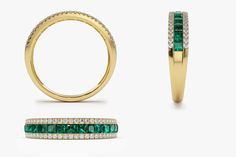 "Emerald Ring / 14k Solid Gold Half Eternity Square Emerald and Round Brilliant Micro Pave Anniversary Ring / Emerald Wedding Band Christmas *Made to Order *Gold Kt: 14K (also available in 18K) *Available Gold Color: Rose Gold, Yellow Gold, White Gold *Round Diamond: 54 pcs 1.0 MM *Square Emeralds: 16 pcs 2.25x2.25 MM *Diamond Carat Weight: 0.26 ctw *Emerald Carat Weight: 0.68 ctw * Diamond Color-Clarity: G Color SI Clarity If you have any additional questions about this ring, just hit the \"Mes Elegant Emerald Eternity Band With Prong Setting, Elegant Half Eternity Emerald Ring For Anniversary, Formal Half Eternity Emerald Ring, Elegant Round Cut Emerald Eternity Band, Emerald Eternity Band For Anniversary, Anniversary Emerald Eternity Band With Prong Setting, Elegant Emerald Eternity Band For Anniversary, Elegant Round Emerald Ring With Half Eternity Band, Elegant Round Emerald Ring With Half Eternity Setting