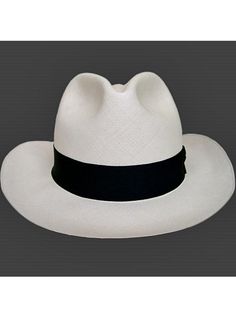 Brand: Gamboa PremiumColor: Natural Material: Toquilla Straw Brim: 8 cm. (3 1/10")Grade: 40 (Museum Select)learn more Sweatband: Cotton Twill, 3 cm. (1.18") Crown: 11 cm. (4 3/10") Ribbon: Linen Description: With the highest grade of straw weaving attainable, this luxurious hat is an absolute work of art. It is handmade in Montecristi, the worldwide famous Panama Hat town in Ecuador. This Panama Fedora hat, classic and elegant will be yours for a lifetime. Each hat is individually hand blocked a White Flat Brim Fedora For Formal Occasions, White Panama Hat With Curved Brim For Formal Occasions, White Curved Brim Panama Hat For Formal Occasions, Formal White Panama Hat With Curved Brim, Classic White Wide Brim Fedora, White Brimmed Panama Hat For Formal Occasions, White Formal Panama Hat With Short Brim, Classic White Flat Brim Hat, White Formal Panama Hat