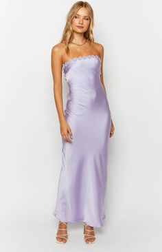 Rhea Purple Satin Strapless Maxi Dress Lavender Satin Prom Dress, Satin Lavender Bridesmaid Dresses, Lilac Satin Bridesmaid Dress, Sunday Drinks, Summer Purple Satin Maxi Dress, Elegant Purple Satin Maxi Dress, Strapless Purple Satin Dress, Purple Dress Formal, Light Purple Prom Dress