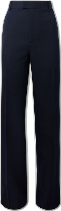 Classic Navy Bottoms For Office, Elegant Navy Tapered Leg Dress Pants, Navy Elegant Tapered Leg Dress Pants, Navy Straight Business Pants, Navy Wide Leg Dress Pants For Business Casual, Classic Navy Dress Pants With Welt Pockets, Blue Wool Straight Leg Pants, Blue Straight Leg Wool Pants, Navy Business Pants