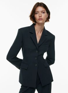 STANDOUT BLAZER | Aritzia Notch Lapel Blazer Dress With Structured Shoulders For Work, Sleek Single-breasted Blazer Dress For Work, Classic Office Blazer Dress With Structured Shoulders, Classic Blazer Dress With Structured Shoulders For Office, Sleek Notch Lapel Blazer Dress For Business Casual, Tailored Structured Blazer Dress For Business Casual, Sleek Office Blazer Dress With Single Button, Sleek Blazer Dress With Suit Collar For Office, Sleek Single-button Blazer Dress For Office