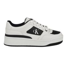 Navigate through the day in style and comfort wearing the Calvin Klein Alondra sneakers. Retro-inspired, these athletic sneakers are made with an iconic monogram logo on the side and a lace-up front. Founded in New York in 1968, the brand elevates everyday essentials to globally iconic status. | Calvin Klein Women's Alondra Casual Platform Lace Up Sneakers, 9M White Low-top Platform Sneakers With Logo Detail, Modern Low-top Sneakers With Logo Print, Modern Platform Lace-up Sneakers With Logo Print, White Low-top Chunky Sneakers With Logo, Sporty Lace-up Sneakers With Logo, Lace-up Sports Sneakers With Logo, Classic Lace-up Sneakers With Logo Print, Classic Lace-up Sneakers With Logo, White Chunky Lace-up Sneakers With Logo Print