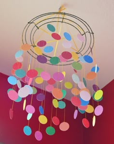 a colorful chandelier hanging from the ceiling