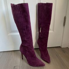 Vero Cuoio Purple Suede Knee High Stiletto Boots Condition: Excellent Pre Owned Condition. I'm Always Open To Offers :) Bundle To Save Please Reach Out If You Have Any Q’s. Size On Tag: 40/9 Us Knee High Stiletto Boots, Purple Boots, Purple Suede, Stiletto Boots, Shoes Heels Boots, Knee High Boots, Women's Boots, Color Purple, Shoes Women Heels