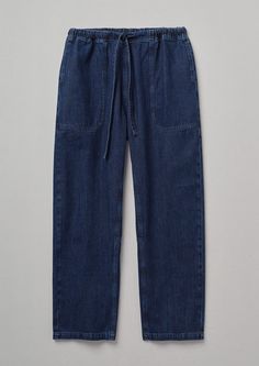 Suki Panelled Denim Pants | Indigo | TOAST Cotton Plant, Childhood Days, Denim Trousers, Back Patch, Recycled Cotton, Denim Pants, Cotton Fiber, Drawstring Waist, Patch Pocket