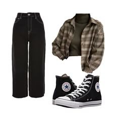 High Cut Converse Outfit, Looks Retro, Moda Grunge, Look Grunge, Outfits With Converse