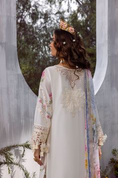 Adan Libas Design # 5672 Lawn By Arwa Awais Original brand suit fabric and photography lite diffrance in actual print. Off White Floral Print Wedding Sets, Elegant White Unstitched Suit With Digital Print, Floral Print Long Sleeve Salwar Kameez For Wedding, Semi-stitched White Unstitched Suit With Naqshi, Embroidered White Lawn Suit For Eid, White Naqshi Dupatta For Wedding, Festive White Dupatta With Naqshi Detailing, Festive White Dupatta With Naqshi, Wedding Lawn Suit With Digital Print For Eid