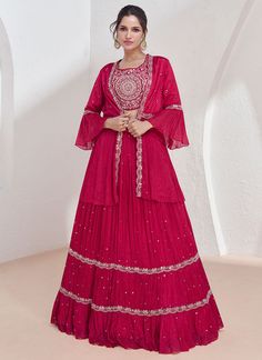 Rani Pink Designer Jacket Style Lehenga