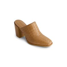 Cultivate ease. This architectural, heeled mule combines a minimalist shape with a timeless, handcrafted woven leather upper. Equal parts classic and modern, it also features a stacked heel intentionally constructed for all-day wear. Heeled Mule Leather upper and lining Rubber Sole Cushioned Footbed Made in Brazil Fits True to Size Slip-On Closure Chic Woven Leather Mules For Spring, Chic Spring Mules With Woven Leather, Woven Leather Block Heels, Chic High Heel Mules With Woven Sole, Formal Spring Mules With Woven Sole, Elegant Formal Mules With Woven Sole, Brown Modern Mules With Pointed Toe, Modern Brown Mules With Pointed Toe, Modern Brown Pointed Toe Mules